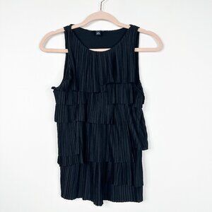 2/$30 Banana Republic Tiered Pleated Sleeveless Top Blouse Black XS #1538